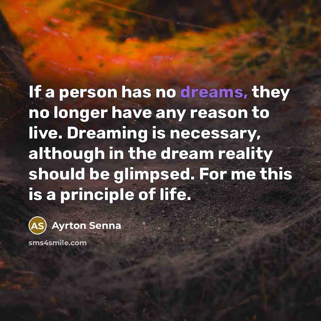 “If a person has no dreams, they no longer have…” quote by Ayrton Senna
