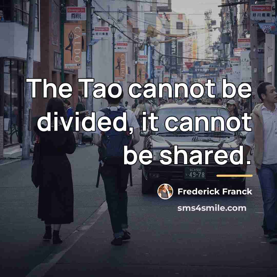 “The Tao cannot be divided, it cannot be shared.…” quote by Frederick Franck