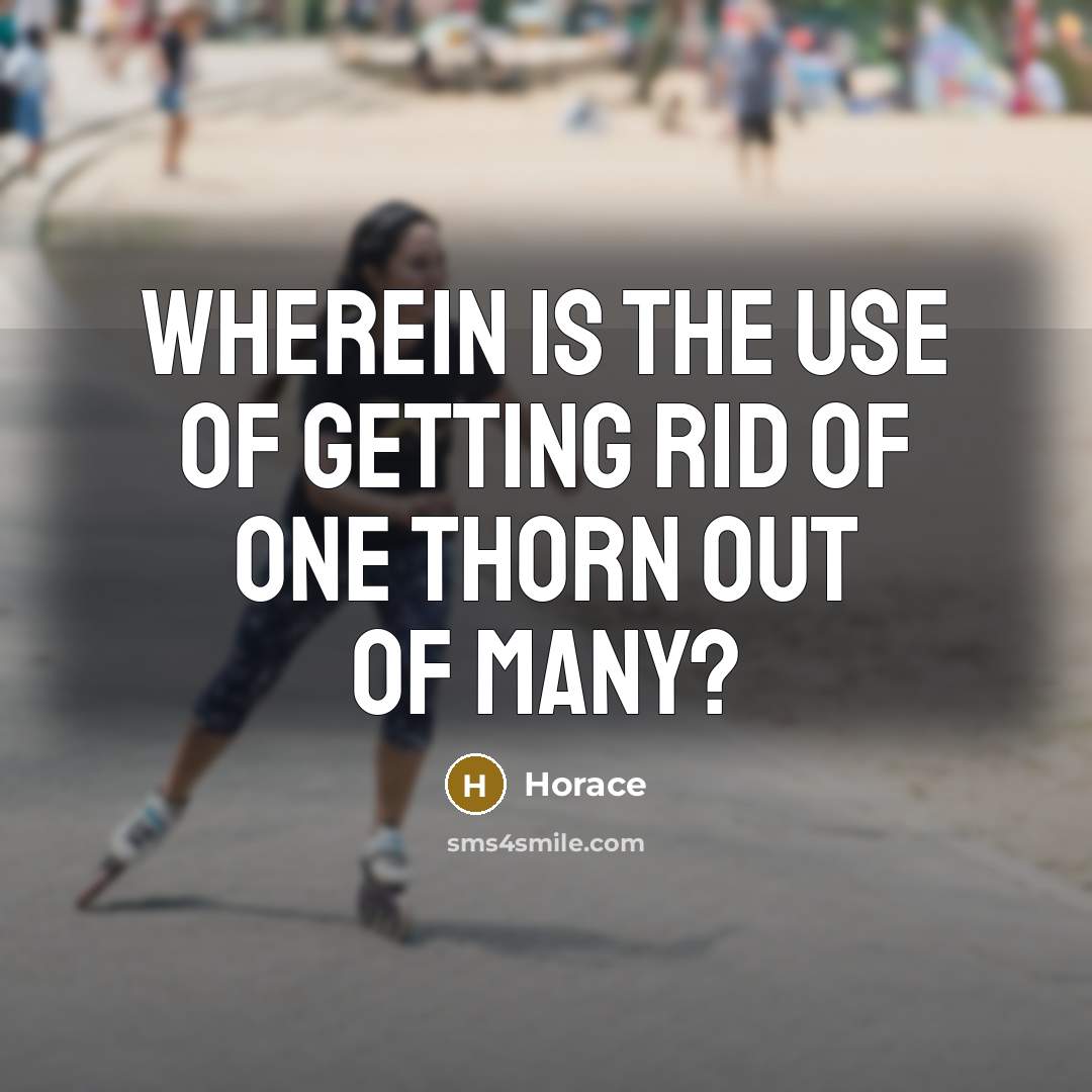 “Wherein is the use of getting rid of one thorn…” quote by Horace