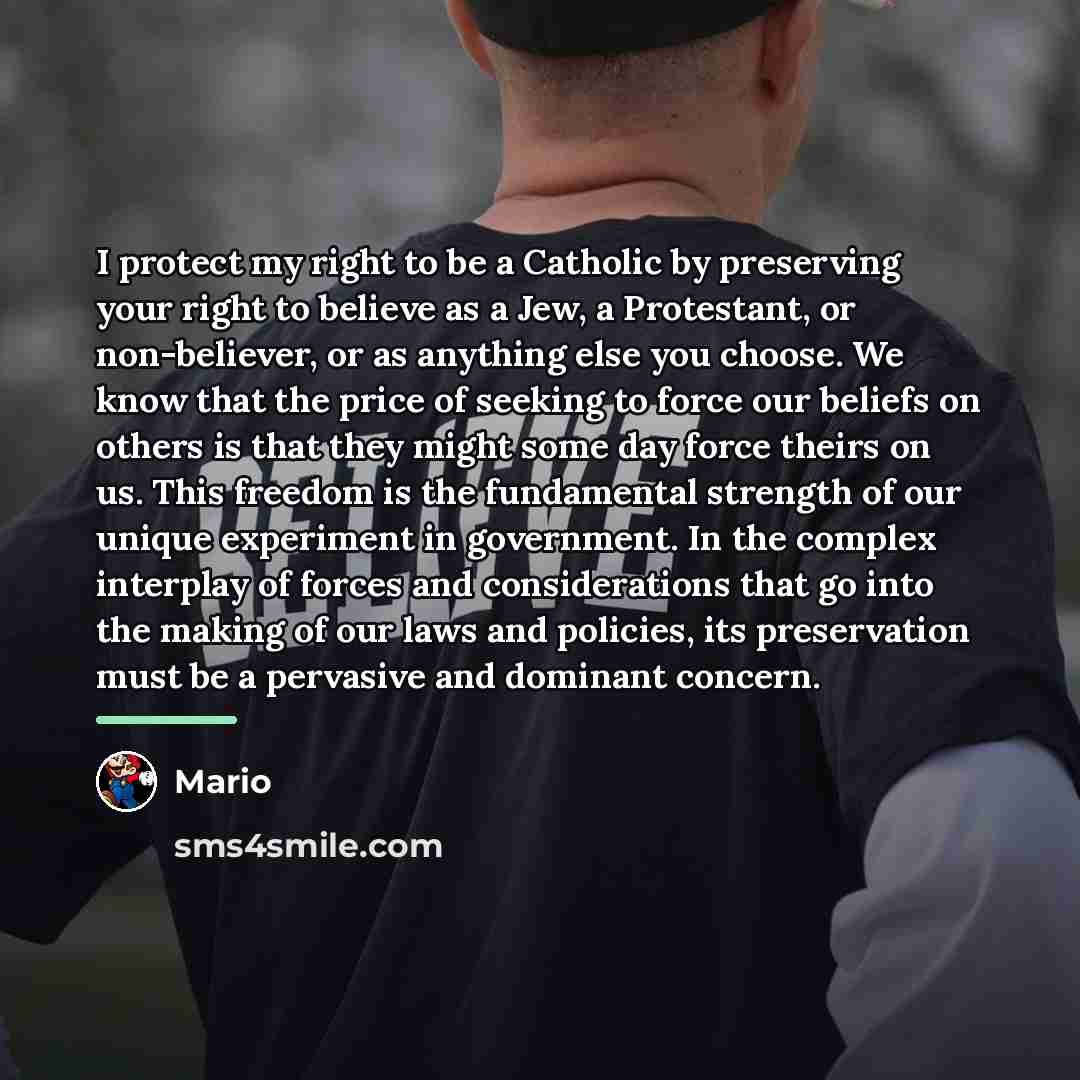 “I protect my right to be a Catholic by preserving…” quote by Mario