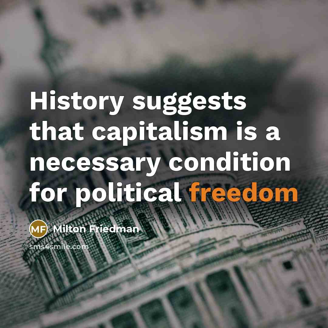 “History suggests that capitalism is a necessary condition for political…” quote by Milton Friedman
