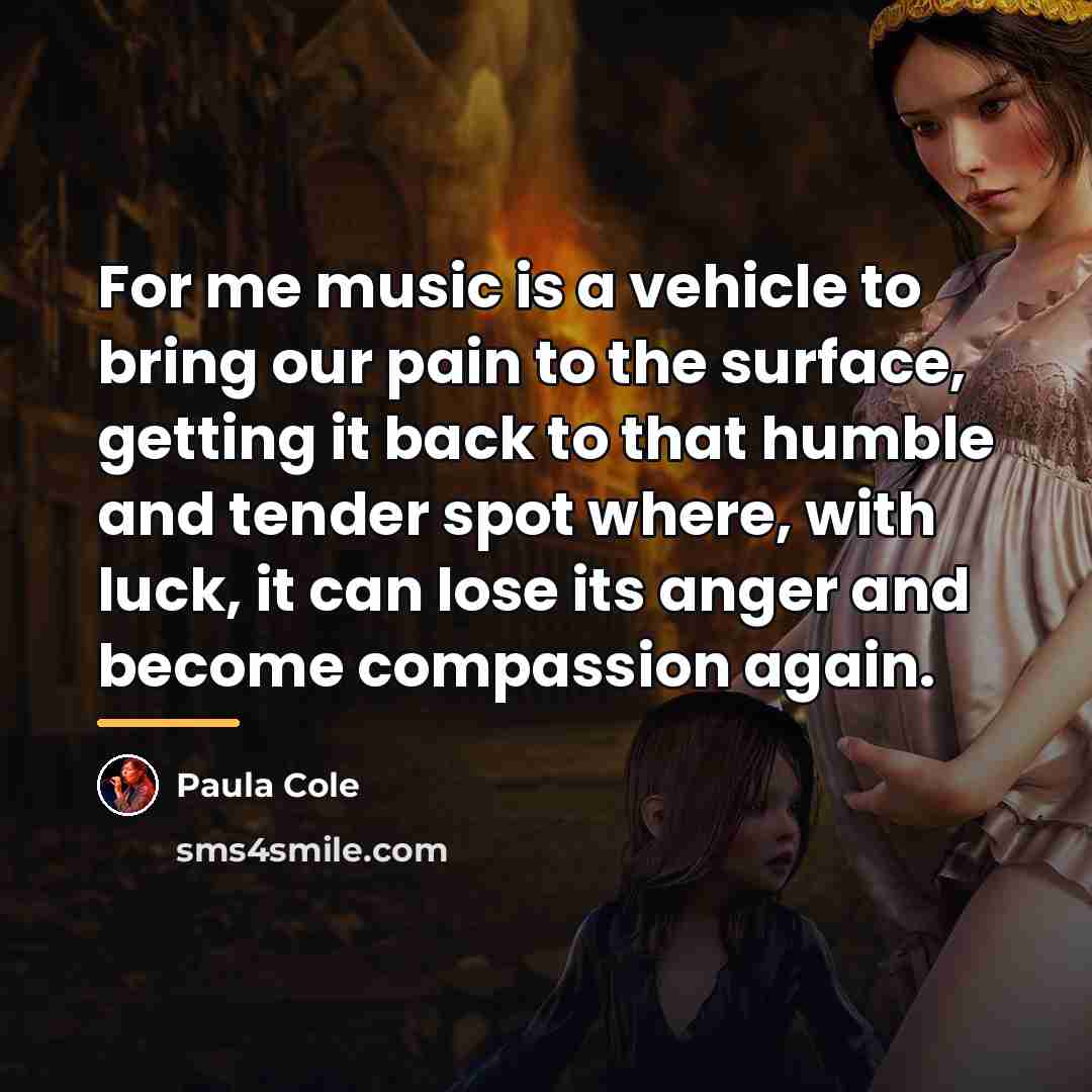 “For me music is a vehicle to bring our pain…” quote by Paula Cole
