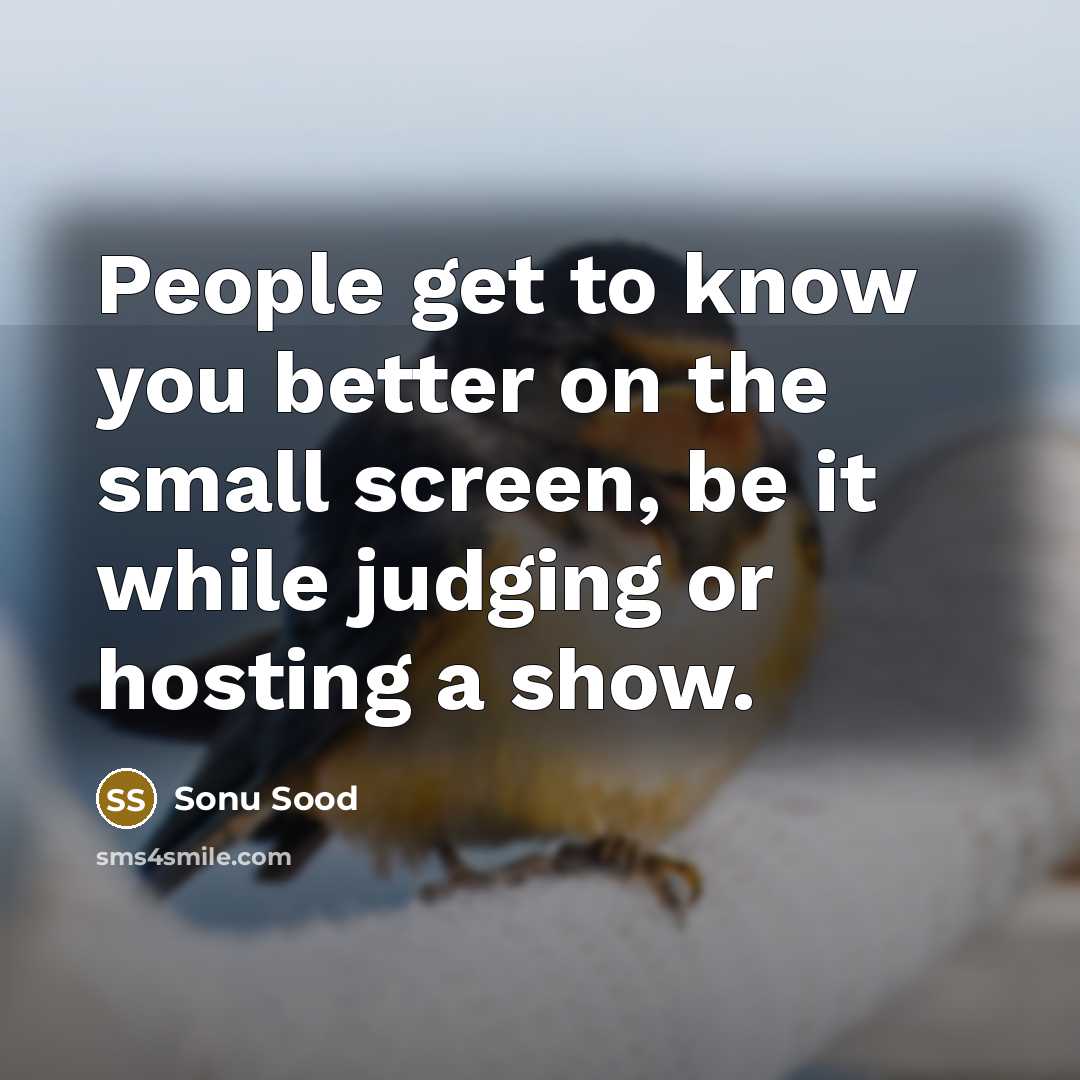 “People get to know you better on the small screen,…” quote by Sonu Sood