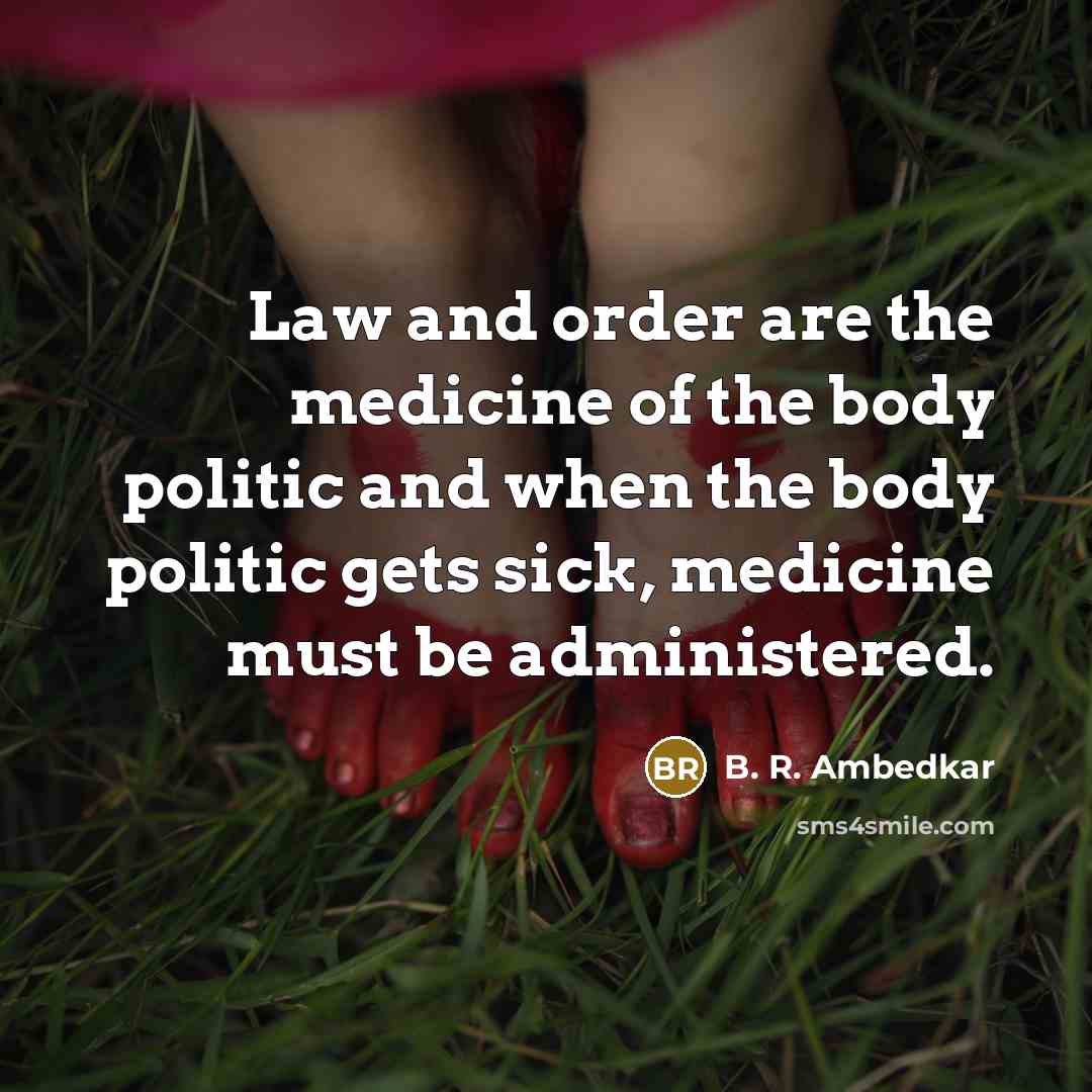 “Law and order are the medicine of the body politic…” quote by B. R. Ambedkar