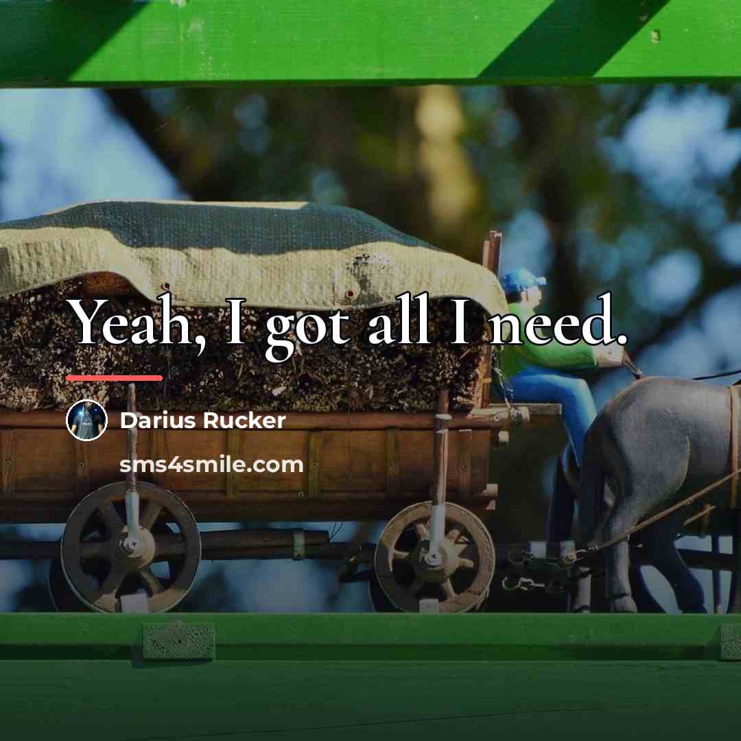 “Yeah, I got all I need.…” quote by Darius Rucker