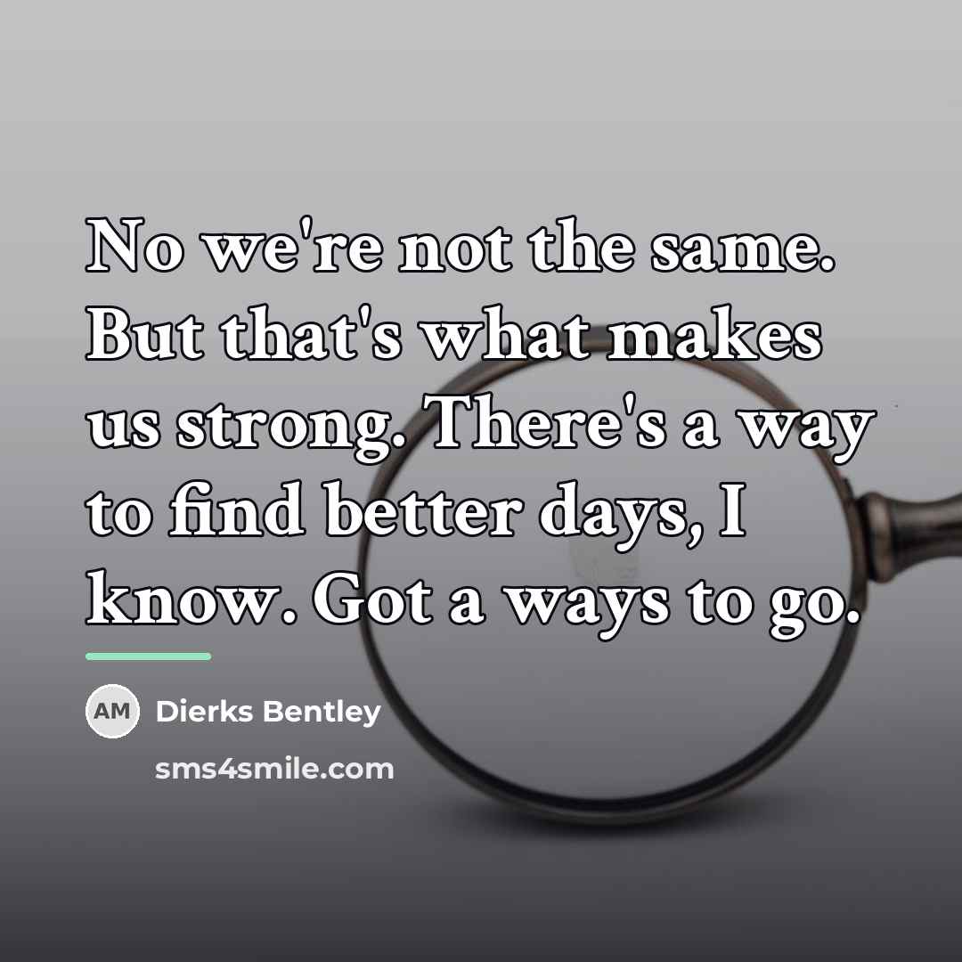 “No we're not the same. But that's what makes us…” quote by Dierks Bentley
