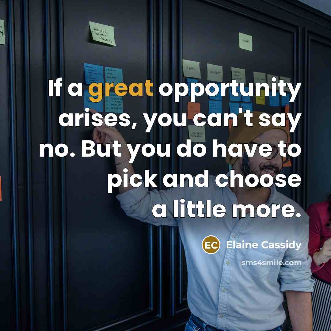 “If a great opportunity arises, you can't say no. But…” quote by Elaine Cassidy