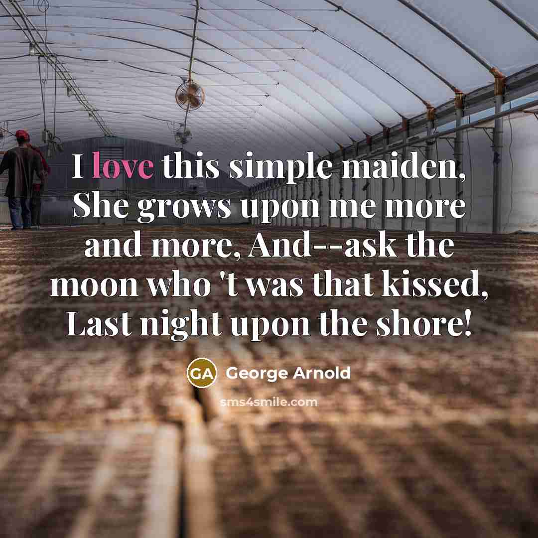 “I love this simple maiden, She grows upon me more…” quote by George Arnold
