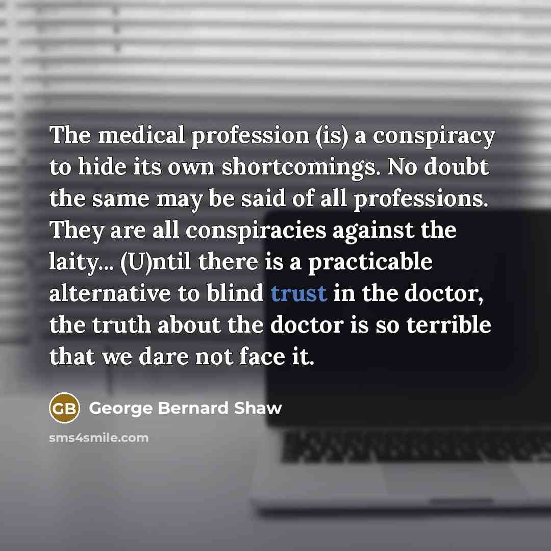 “The medical profession (is) a conspiracy to hide its own…” quote by George Bernard Shaw