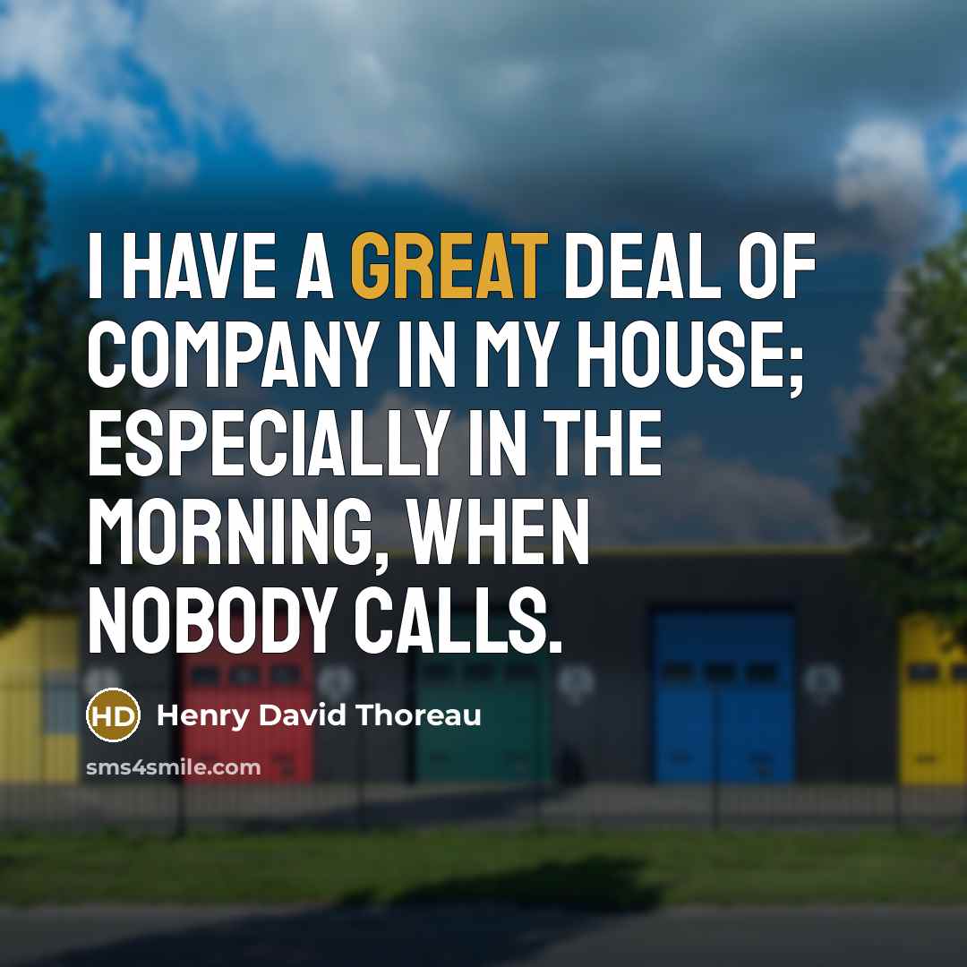 “I have a great deal of company in my house;…” quote by Henry David Thoreau