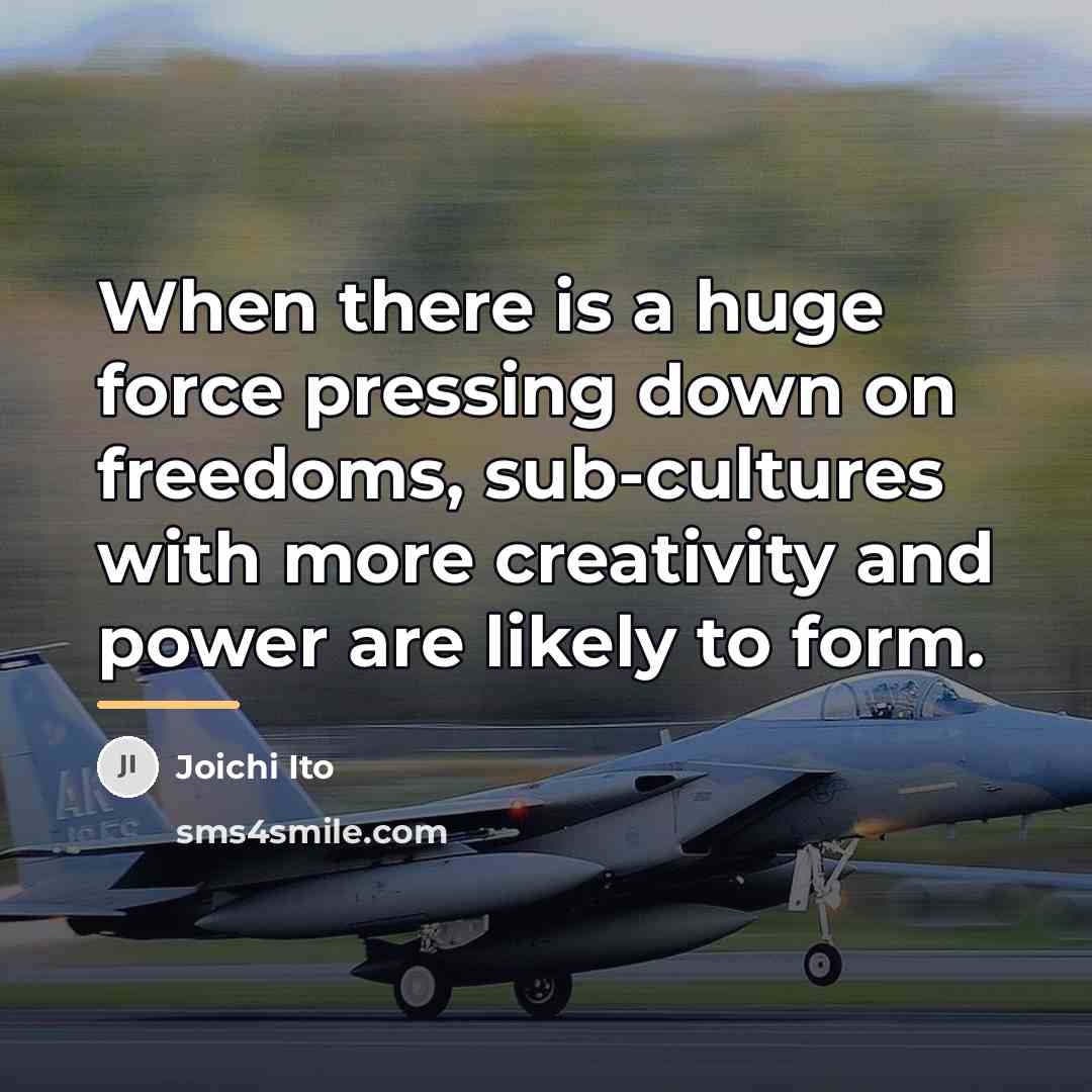 “When there is a huge force pressing down on freedoms,…” quote by Joichi Ito