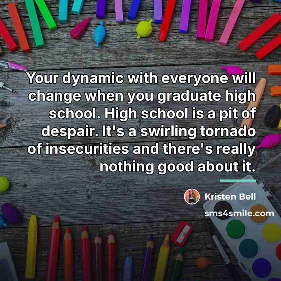 “Your dynamic with everyone will change when you graduate high…” quote by Kristen Bell