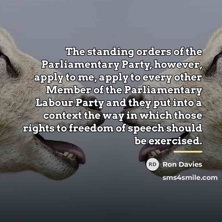 “The standing orders of the Parliamentary Party, however, apply to…” quote by Ron Davies