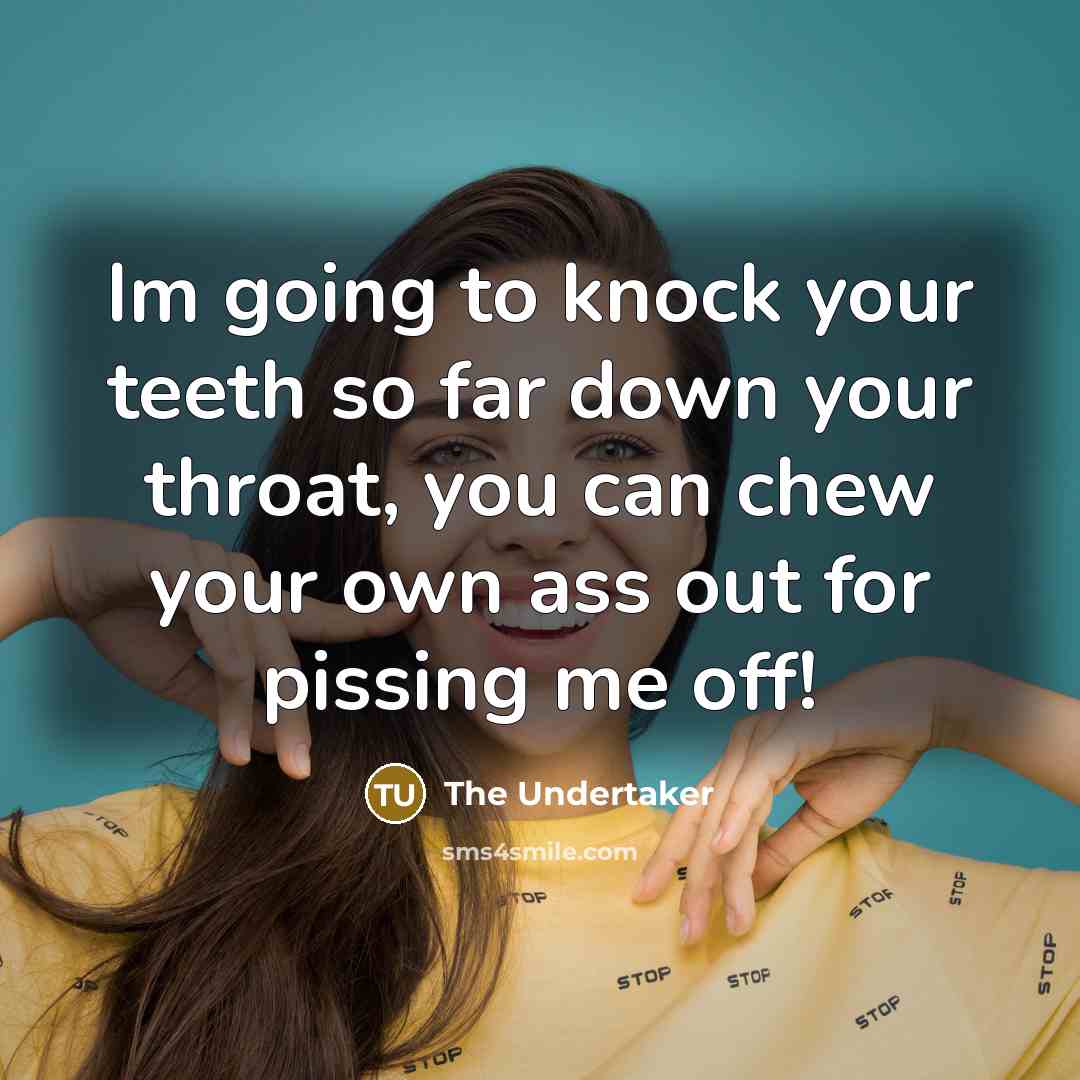 “Im going to knock your teeth so far down your throat, you can chew your own ass out for pissing me off!” quote by The Undertaker