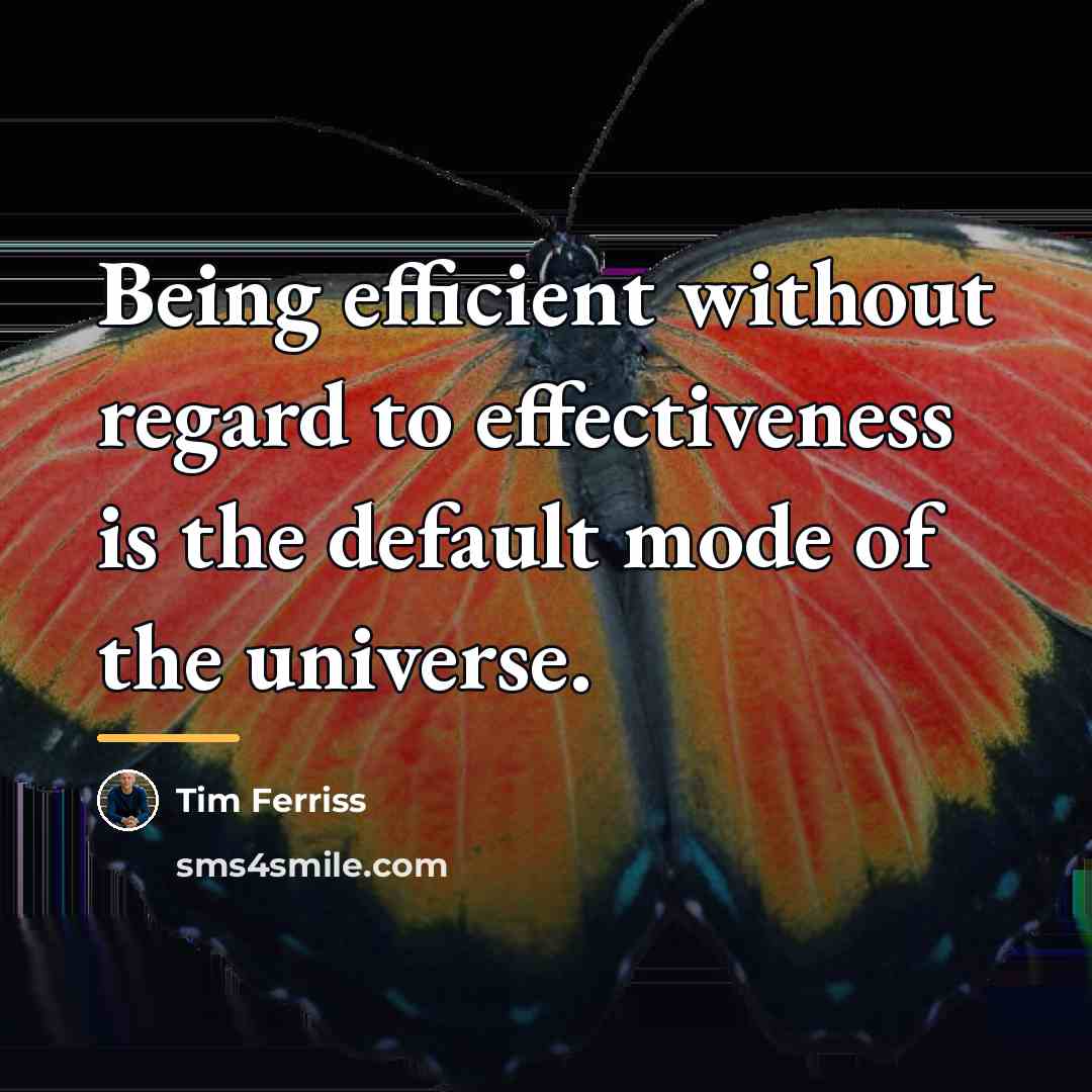 “Being efficient without regard to effectiveness is the default mode…” quote by Tim Ferriss