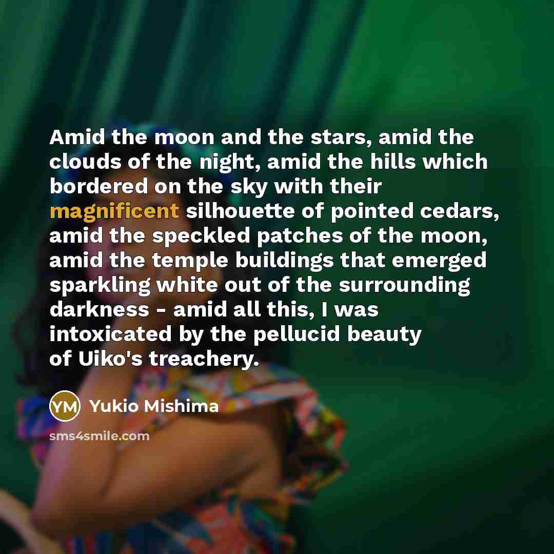 “Amid the moon and the stars, amid the clouds of…” quote by Yukio Mishima