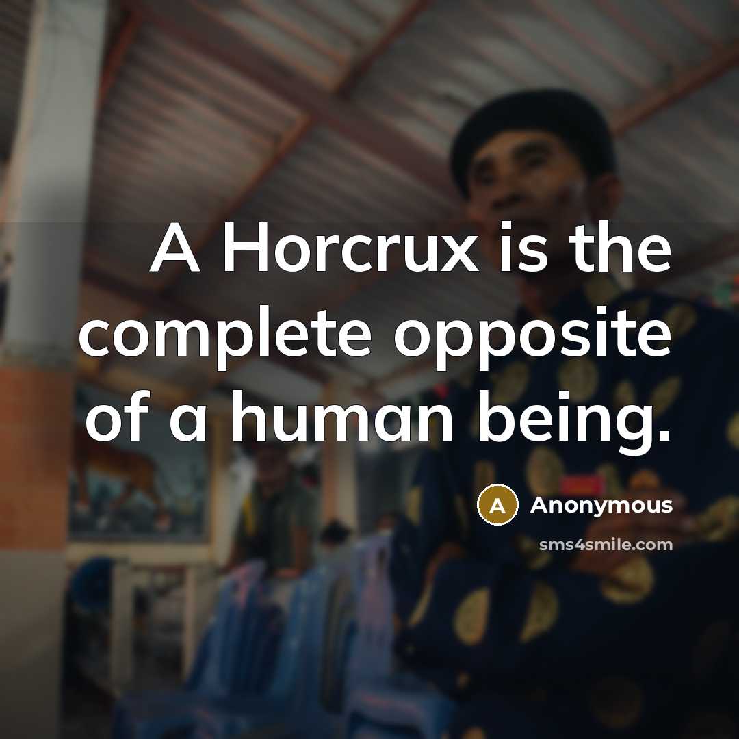 “A Horcrux is the complete opposite of a human being.…” quote by Anonymous
