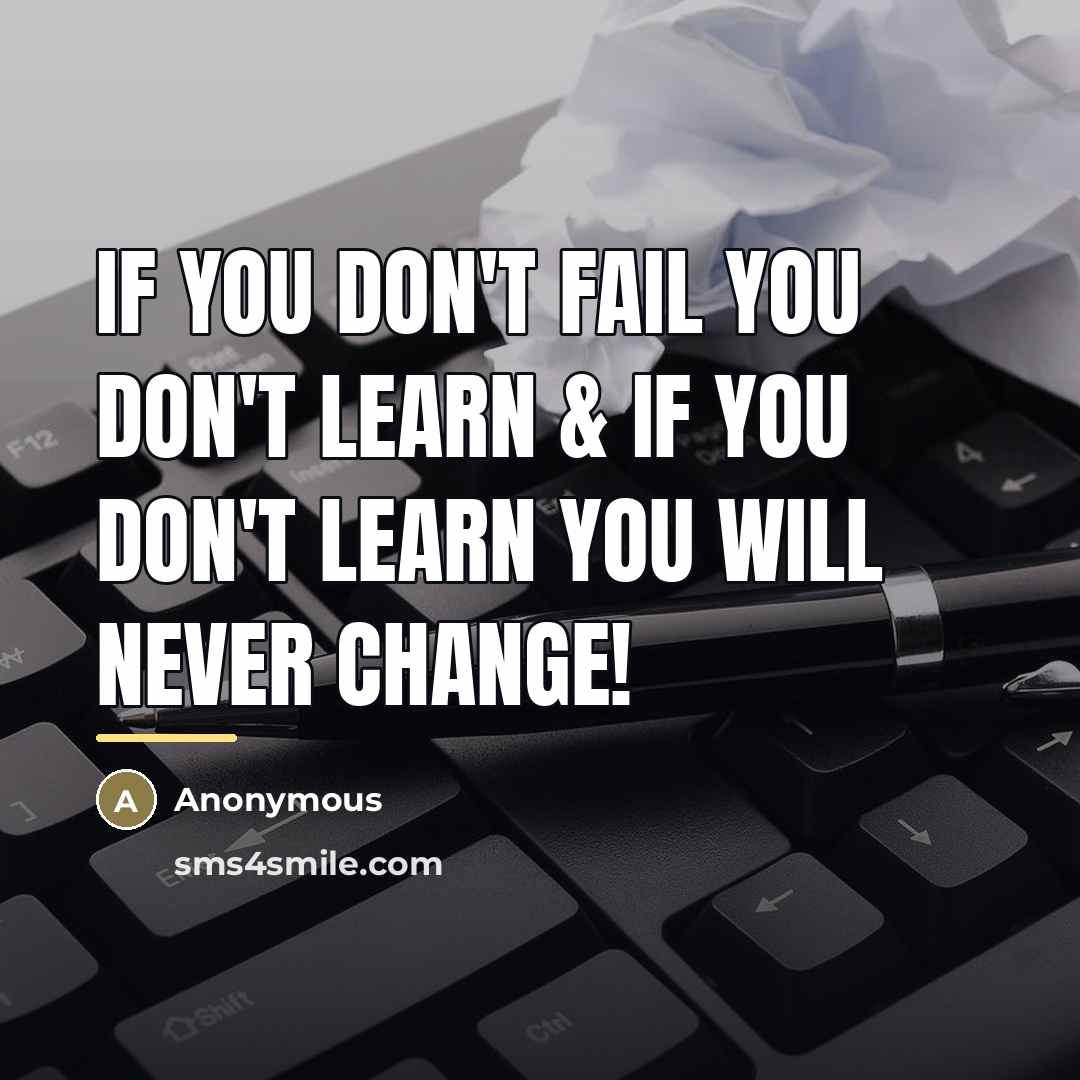 “If you don't fail you don't learn & If you…” quote by Anonymous