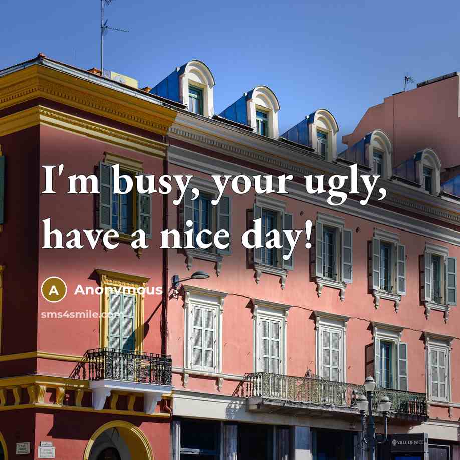 “I'm busy, your ugly, have a nice day!…” quote by Anonymous