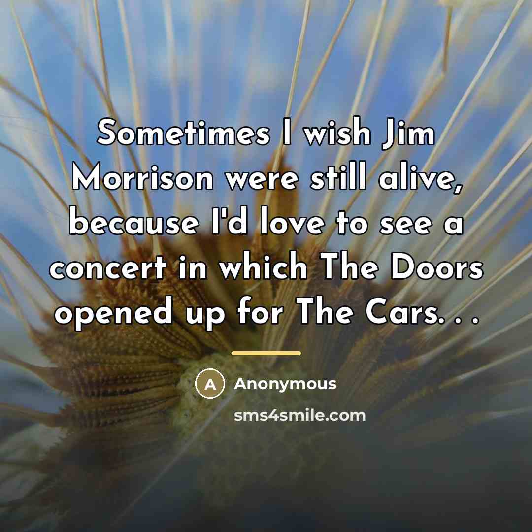 “Sometimes I wish Jim Morrison were still alive, because I'd…” quote by Anonymous