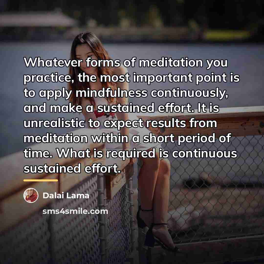 “Whatever forms of meditation you practice, the most important point…” quote by Dalai Lama