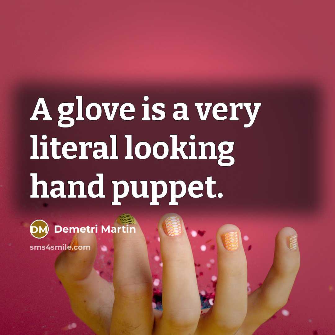 “A glove is a very literal looking hand puppet.…” quote by Demetri Martin