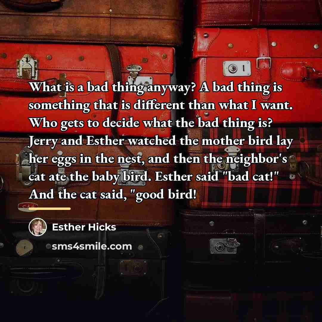 “What is a bad thing anyway? A bad thing is…” quote by Esther Hicks
