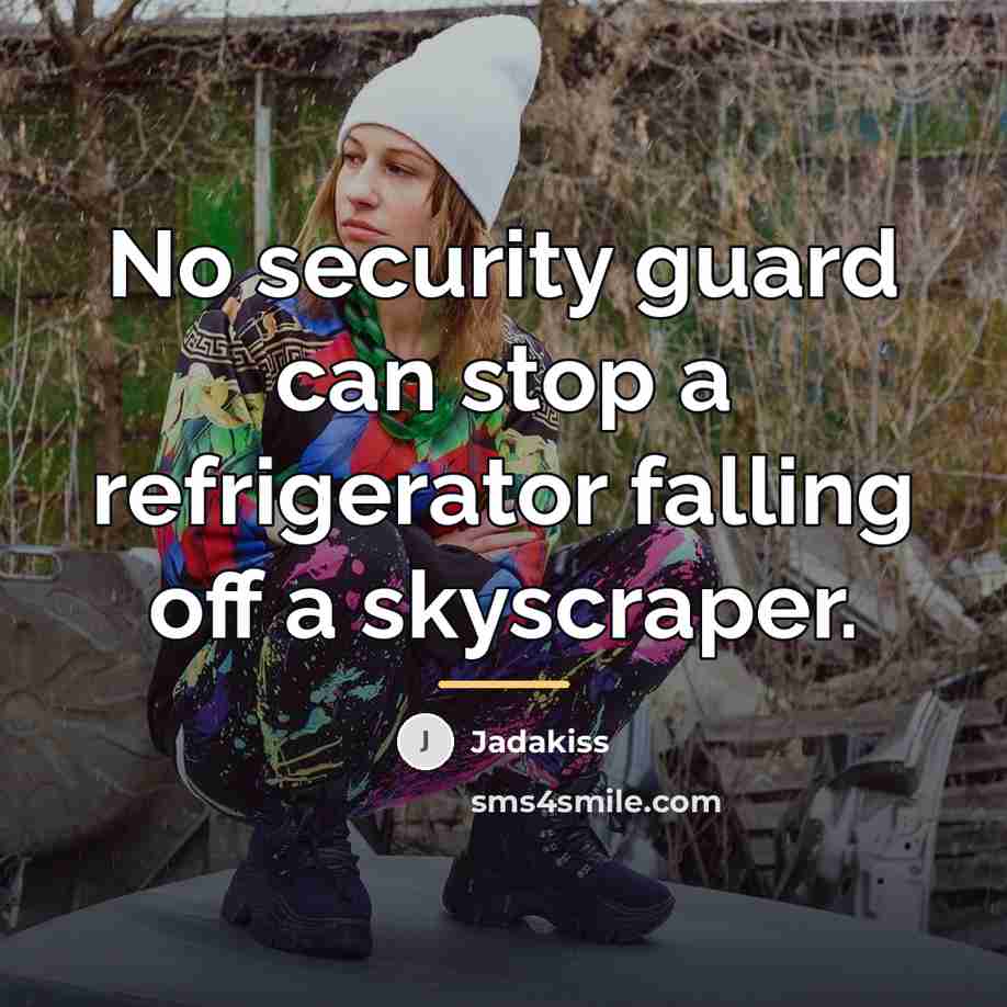 “No security guard can stop a refrigerator falling off a…” quote by Jadakiss