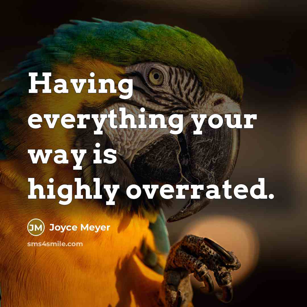 “Having everything your way is highly overrated.” quote by Joyce Meyer