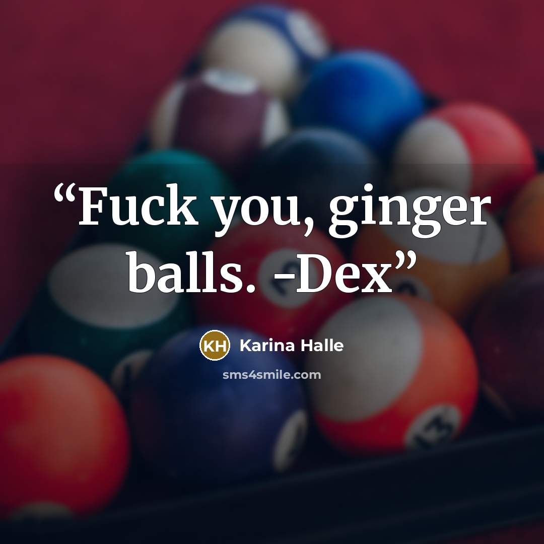“Fuck you, ginger balls. -Dex” quote by Karina Halle