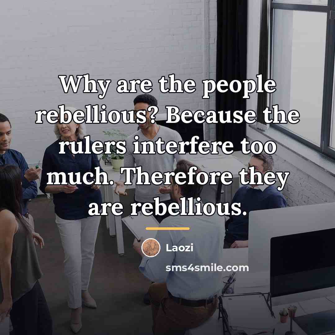 “Why are the people rebellious? Because the rulers interfere too…” quote by Laozi