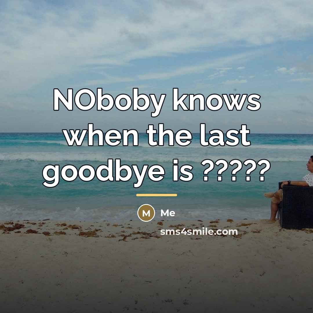 “NOboby knows when the last goodbye is ?????…” quote by Me