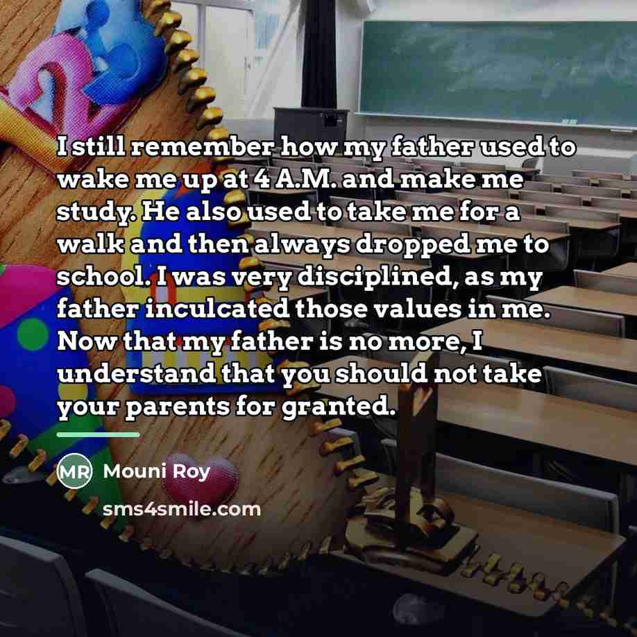 “I still remember how my father used to wake me…” quote by Mouni Roy