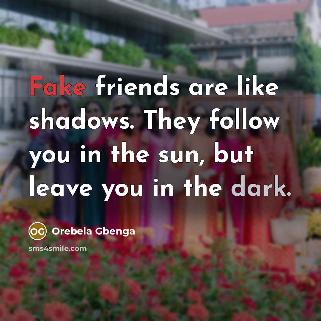 “Fake friends are like shadows. They follow you in the…” quote by Orebela Gbenga