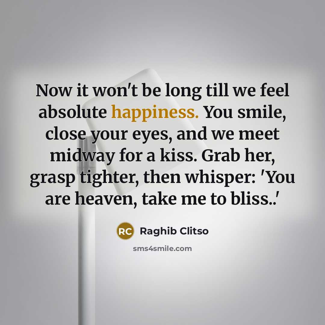 “Now it won't be long till we feel absolute happiness.…” quote by Raghib Clitso