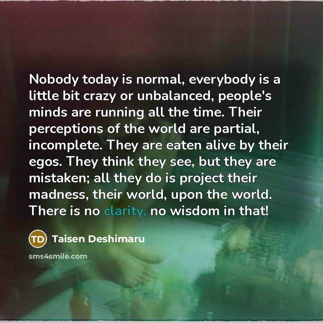 “Nobody today is normal, everybody is a little bit crazy…” quote by Taisen Deshimaru