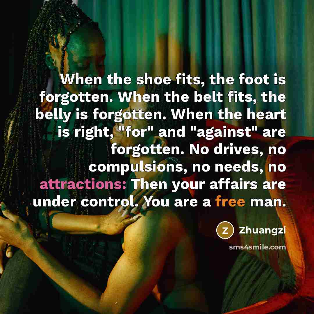 “When the shoe fits, the foot is forgotten. When the…” quote by Zhuangzi