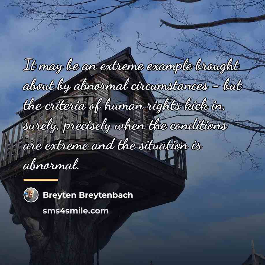 “It may be an extreme example brought about by abnormal…” quote by Breyten Breytenbach