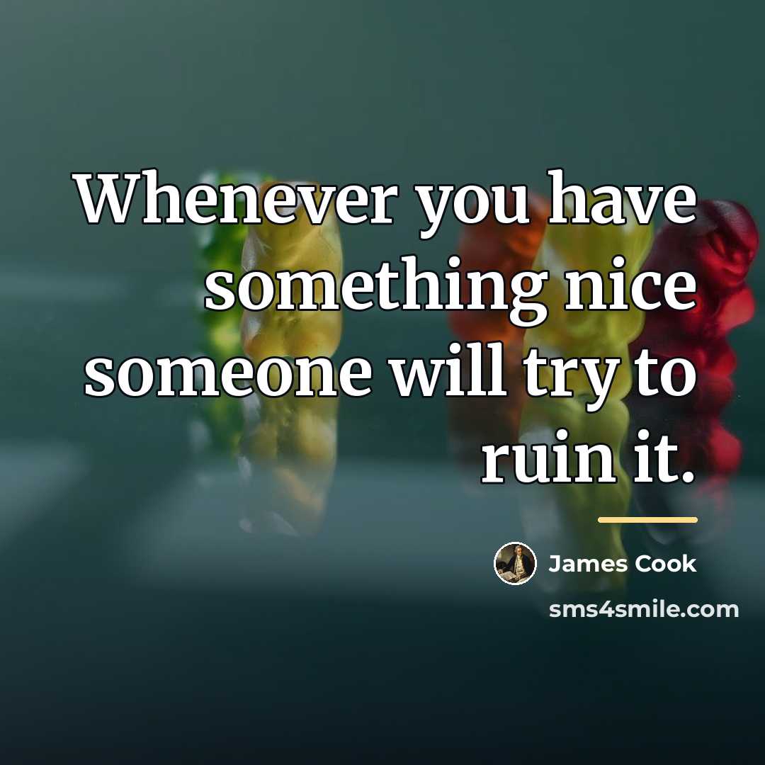 “Whenever you have something nice someone will try to ruin…” quote by James Cook