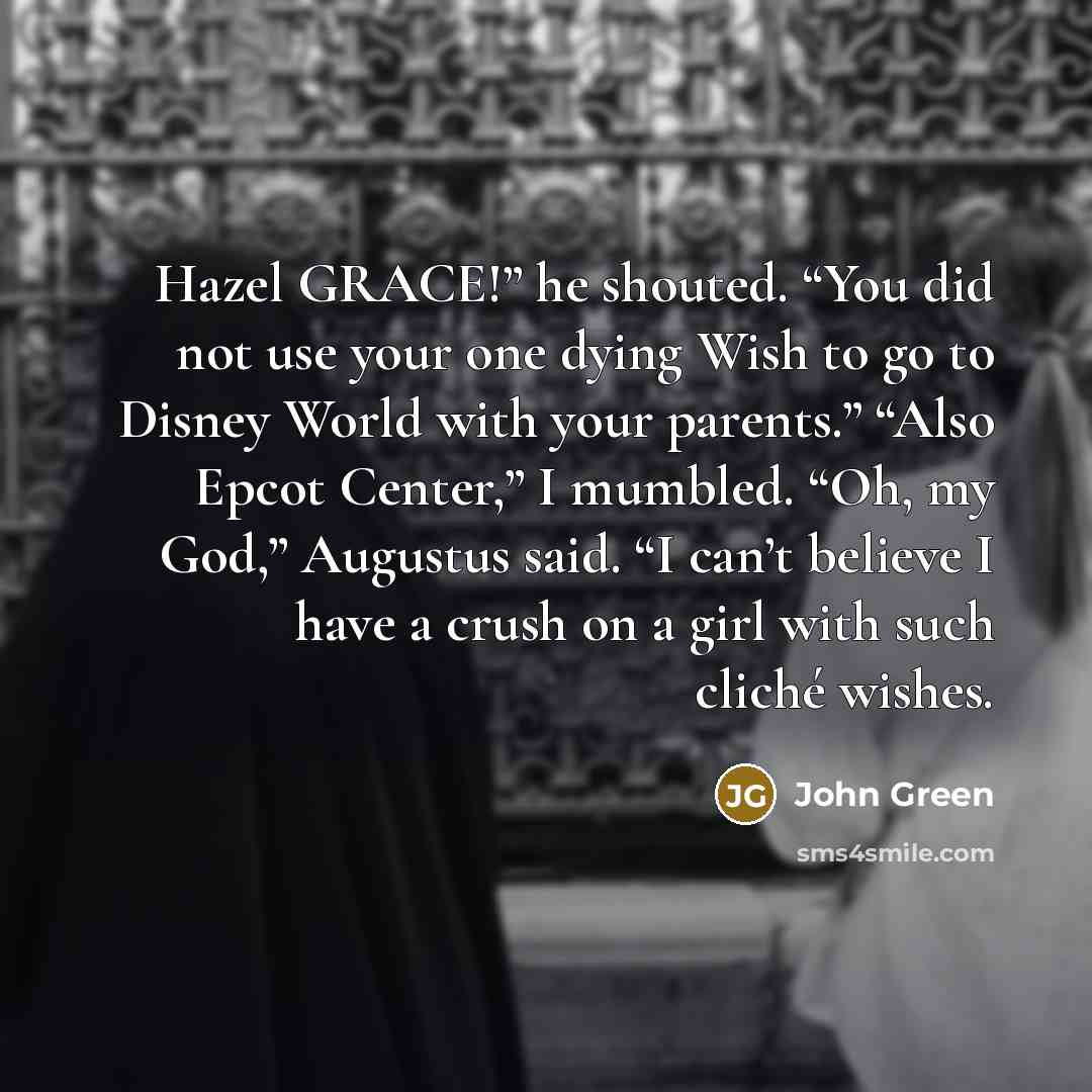 “Hazel GRACE!” he shouted. “You did not use your one…” quote by John Green