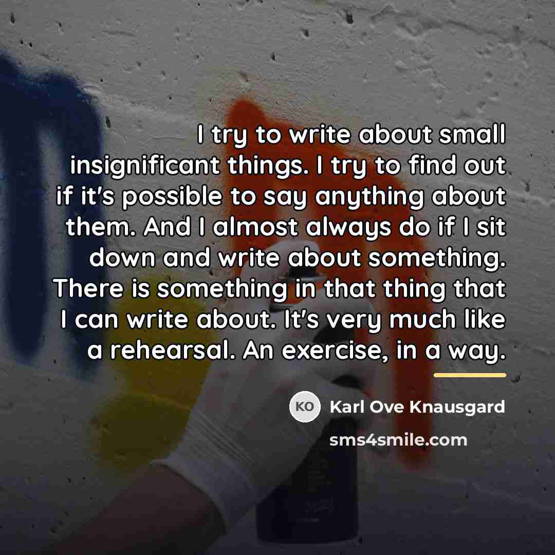 “I try to write about small insignificant things. I try…” quote by Karl Ove Knausgard