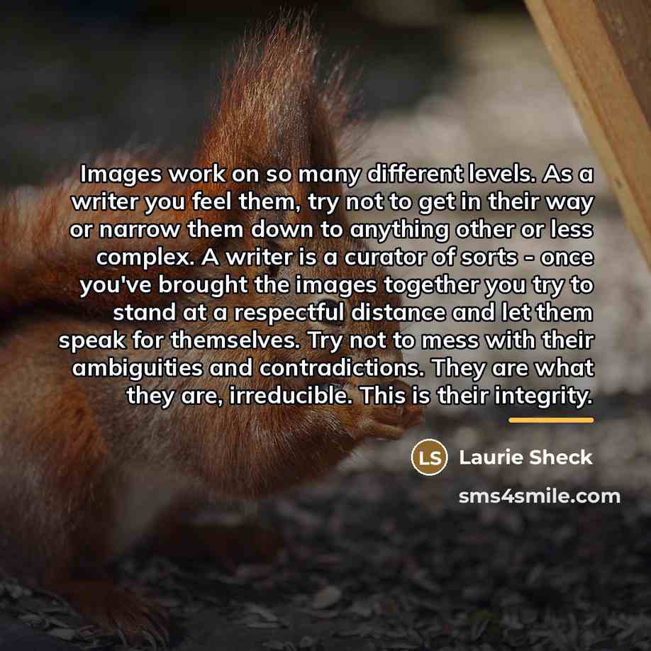 “Images work on so many different levels. As a writer…” quote by Laurie Sheck