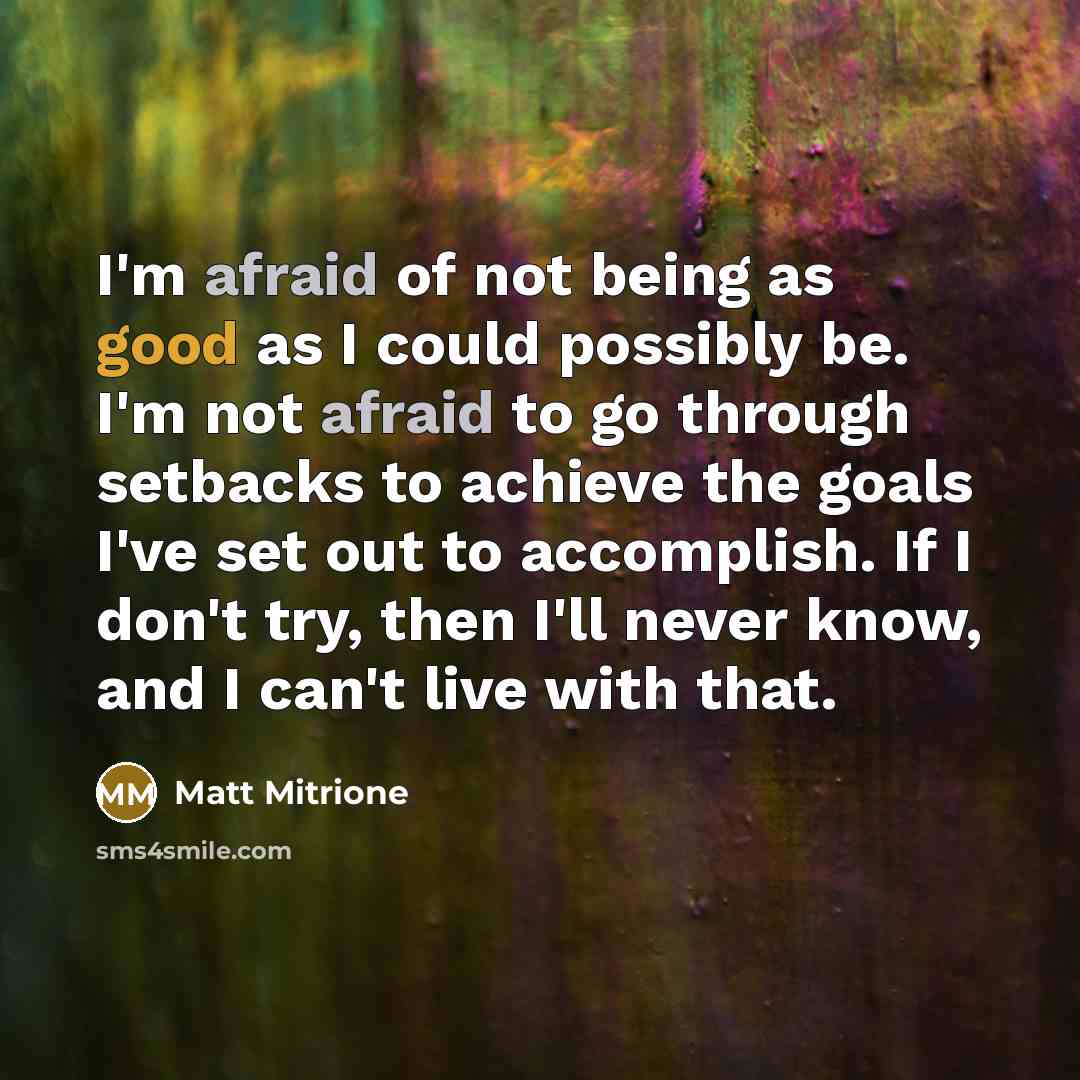 “I'm afraid of not being as good as I could…” quote by Matt Mitrione