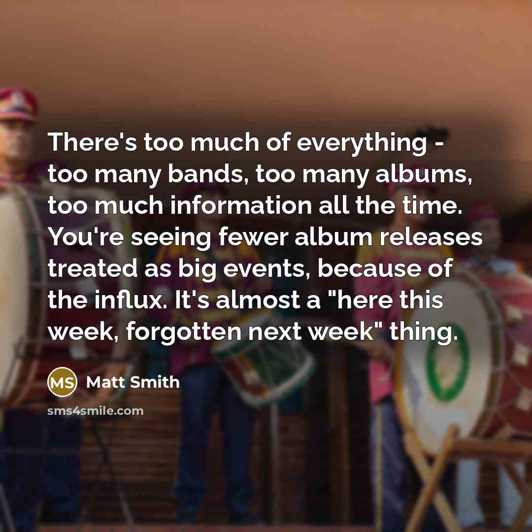 “There's too much of everything - too many bands, too…” quote by Matt Smith
