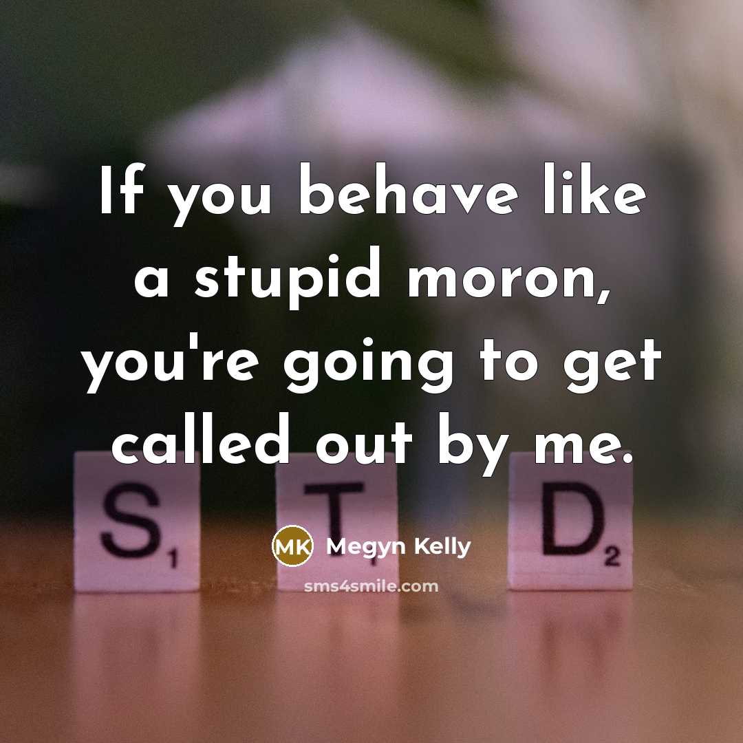 “If you behave like a stupid moron, you're going to…” quote by Megyn Kelly