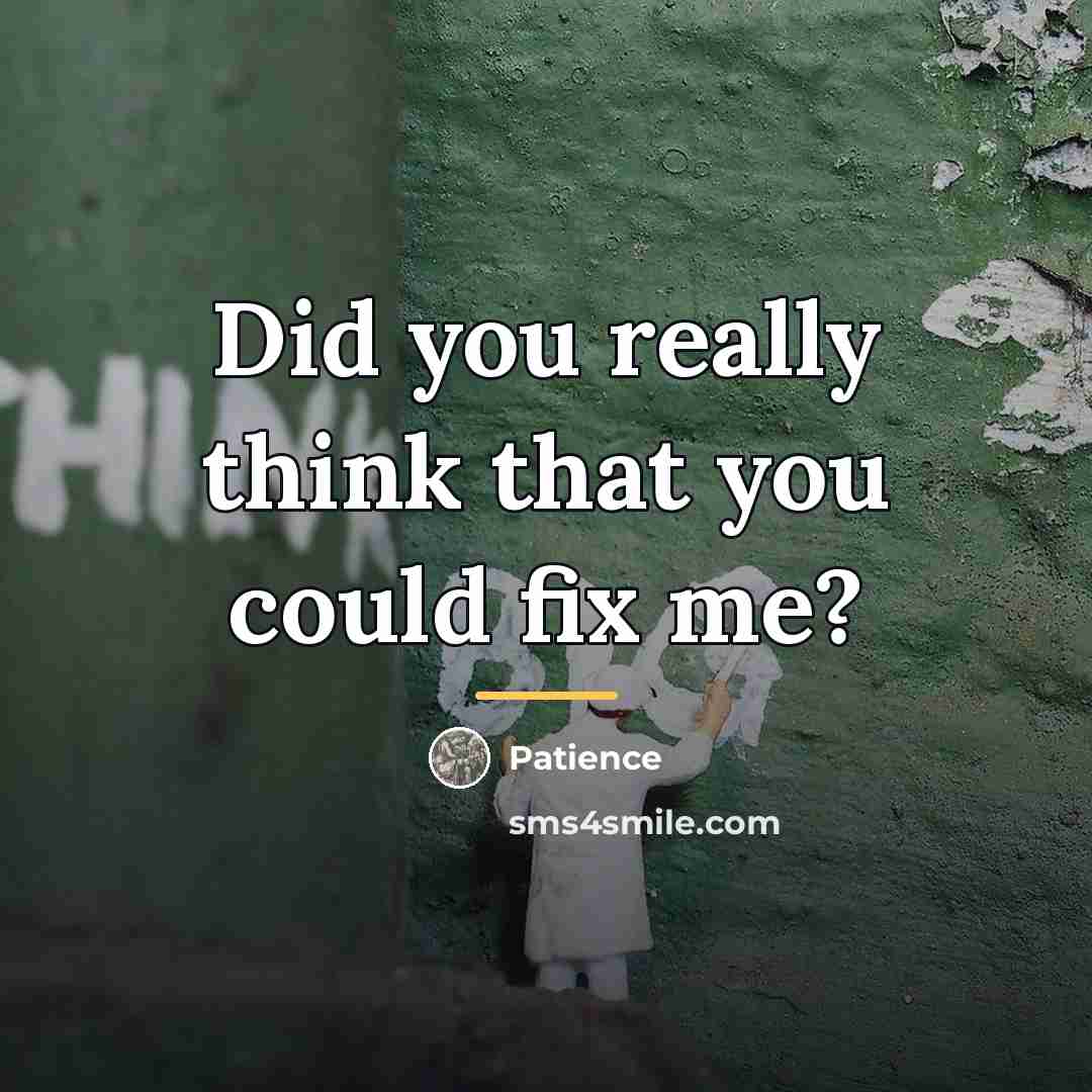“Did you really think that you could fix me?…” quote by Patience