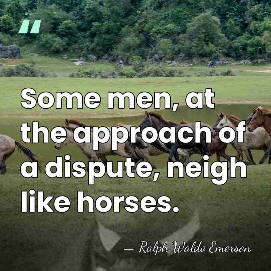 Some men, at the approach of a dispute, neigh like horses. - Ralph Waldo Emerson