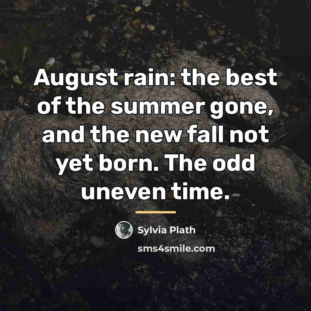 “August rain: the best of the summer gone, and the…” quote by Sylvia Plath