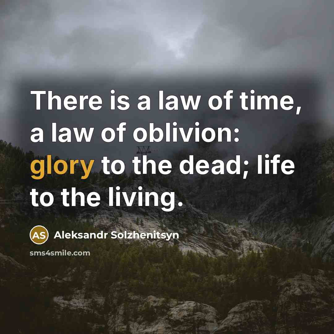 “There is a law of time, a law of oblivion:…” quote by Aleksandr Solzhenitsyn
