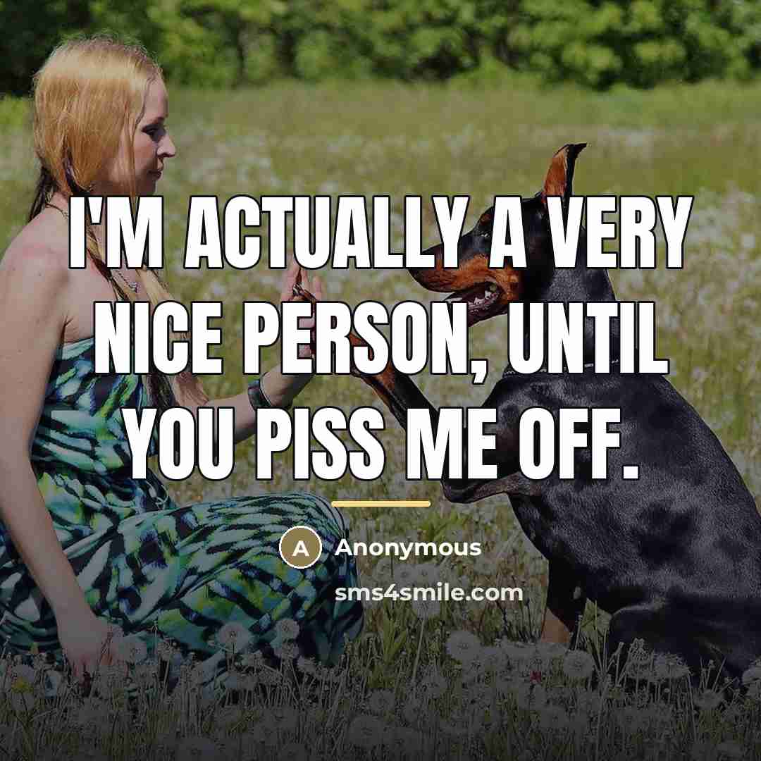 “I'm actually a very nice person, until you piss me…” quote by Anonymous
